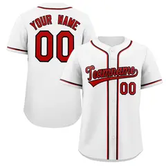 Classic Style White Red-Black Baseball Jersey