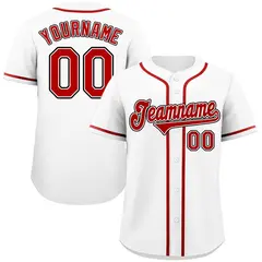 Classic Style White Red-Black Baseball Jersey 1