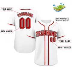 Classic Style White Red-Black Baseball Jersey 2