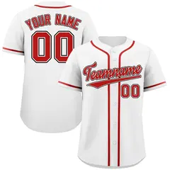 Classic Style White Red-Black Baseball Jersey 1
