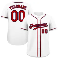Classic Style White Red-Navy Baseball Jersey 1