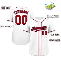 Classic Style White Red-Navy Baseball Jersey 2