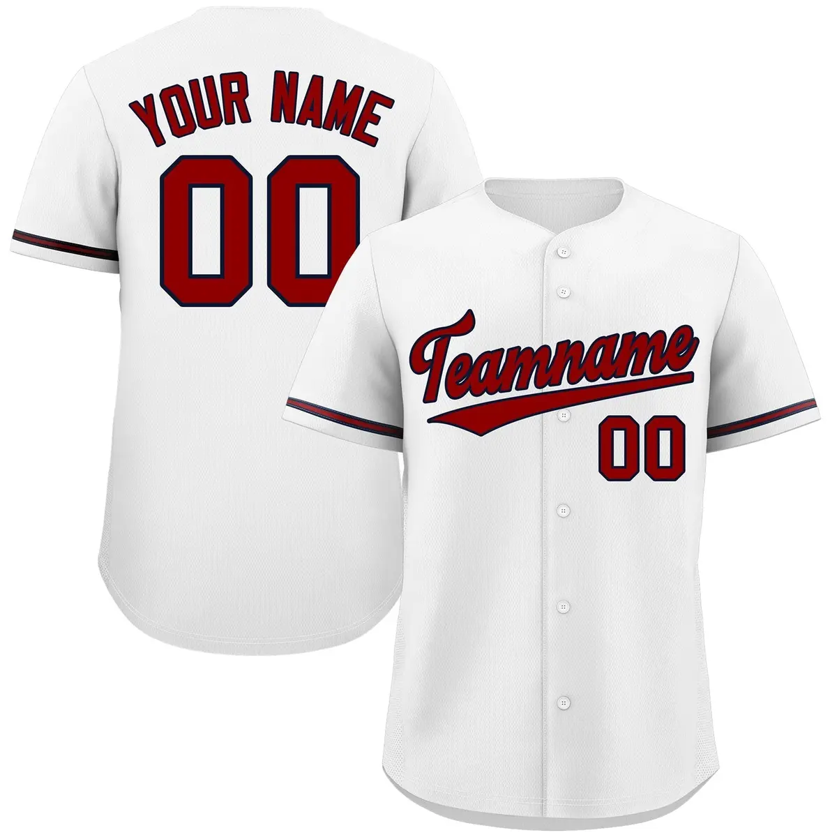 Classic Style White Red-Navy Baseball Jersey
