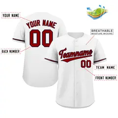Classic Style White Red-Navy Baseball Jersey 2