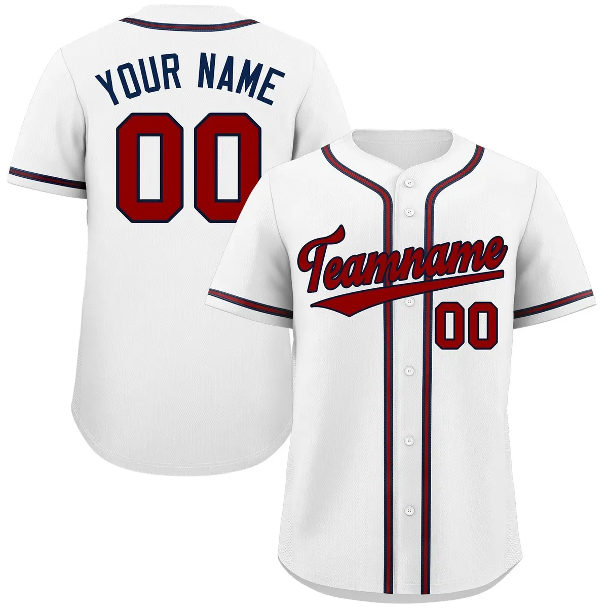 Classic Style White Red-Navy Baseball Jersey