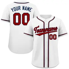 Classic Style White Red-Navy Baseball Jersey 1