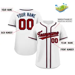 Classic Style White Red-Navy Baseball Jersey 2