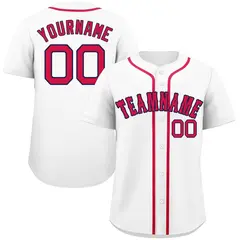 Classic Style White Red-Navy Baseball Jersey 1