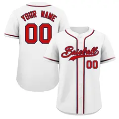 Classic Style White Red-Navy Baseball Jersey 1
