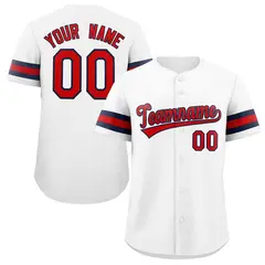 Classic Style White Red-Navy Baseball Jersey