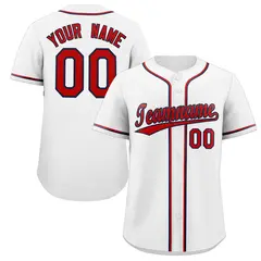 Classic Style White Red-Navy Baseball Jersey
