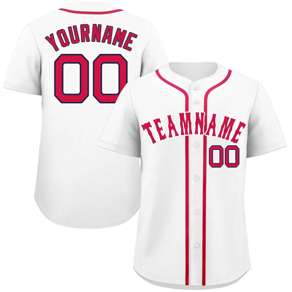 Classic Style White Red-Navy Baseball Jersey