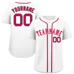 Classic Style White Red-Navy Baseball Jersey 1