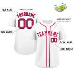 Classic Style White Red-Navy Baseball Jersey 2