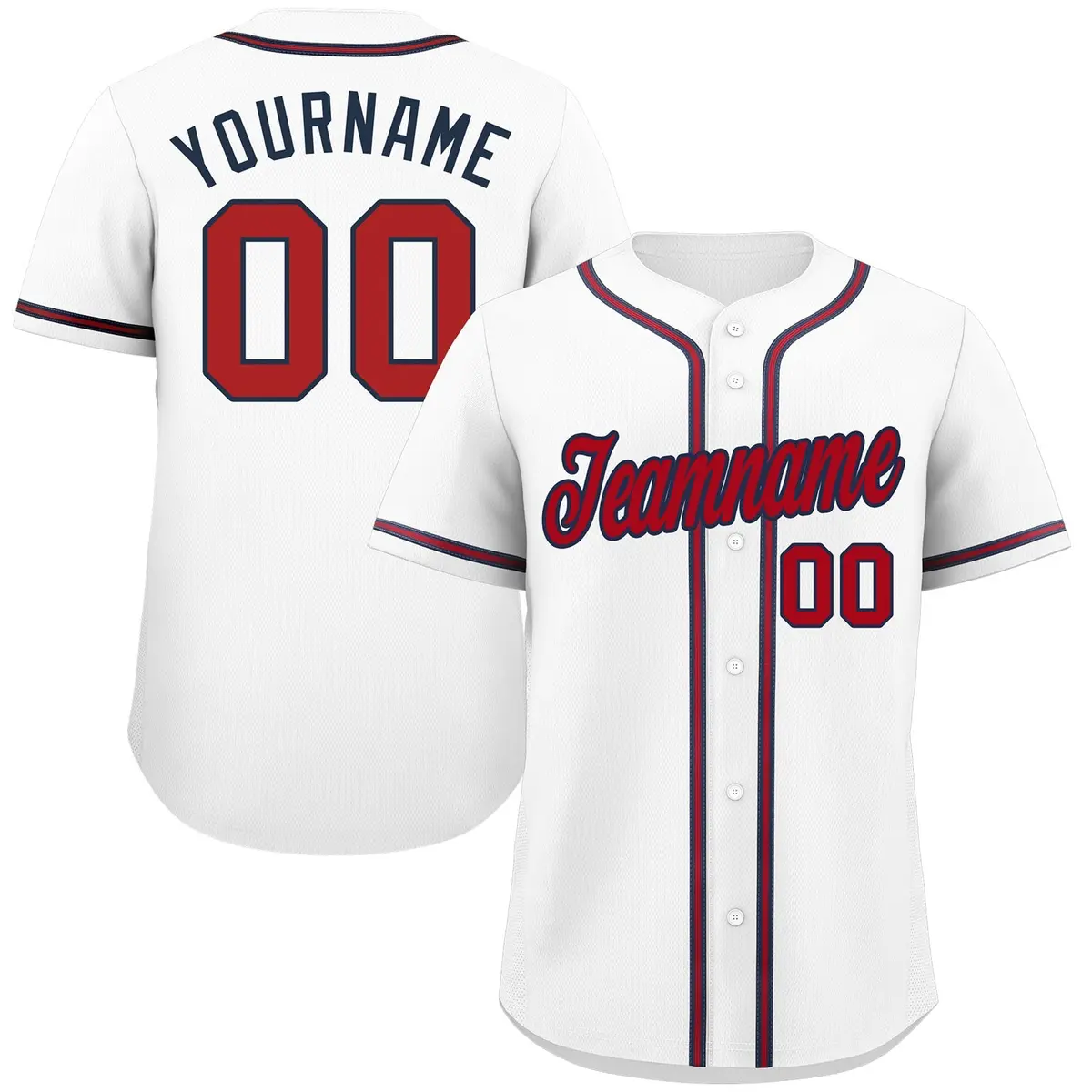 Classic Style White Red-Navy Baseball Jersey