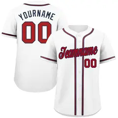 Classic Style White Red-Navy Baseball Jersey 1