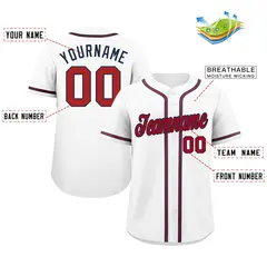 Classic Style White Red-Navy Baseball Jersey 2