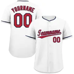 Classic Style White Red-Navy Baseball Jersey 1