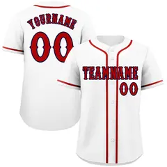 Classic Style White Red-Navy Baseball Jersey 1