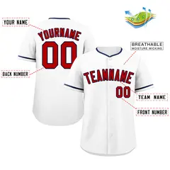Classic Style White Red-Navy Baseball Jersey 2