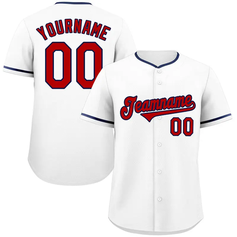 Classic Style White Red-Navy Baseball Jersey