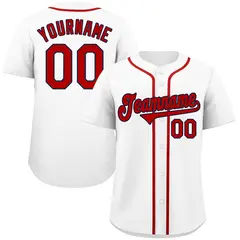 Classic Style White Red-Navy Baseball Jersey 1