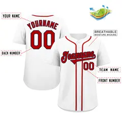 Classic Style White Red-Navy Baseball Jersey 2