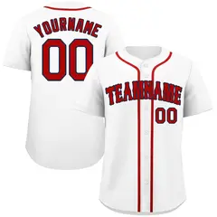 Classic Style White Red-Navy Baseball Jersey 1