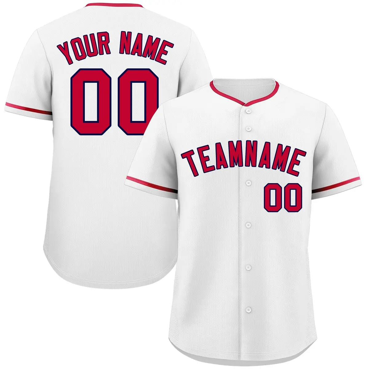 Classic Style White Red-Navy Baseball Jersey