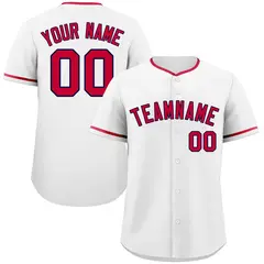 Classic Style White Red-Navy Baseball Jersey 1