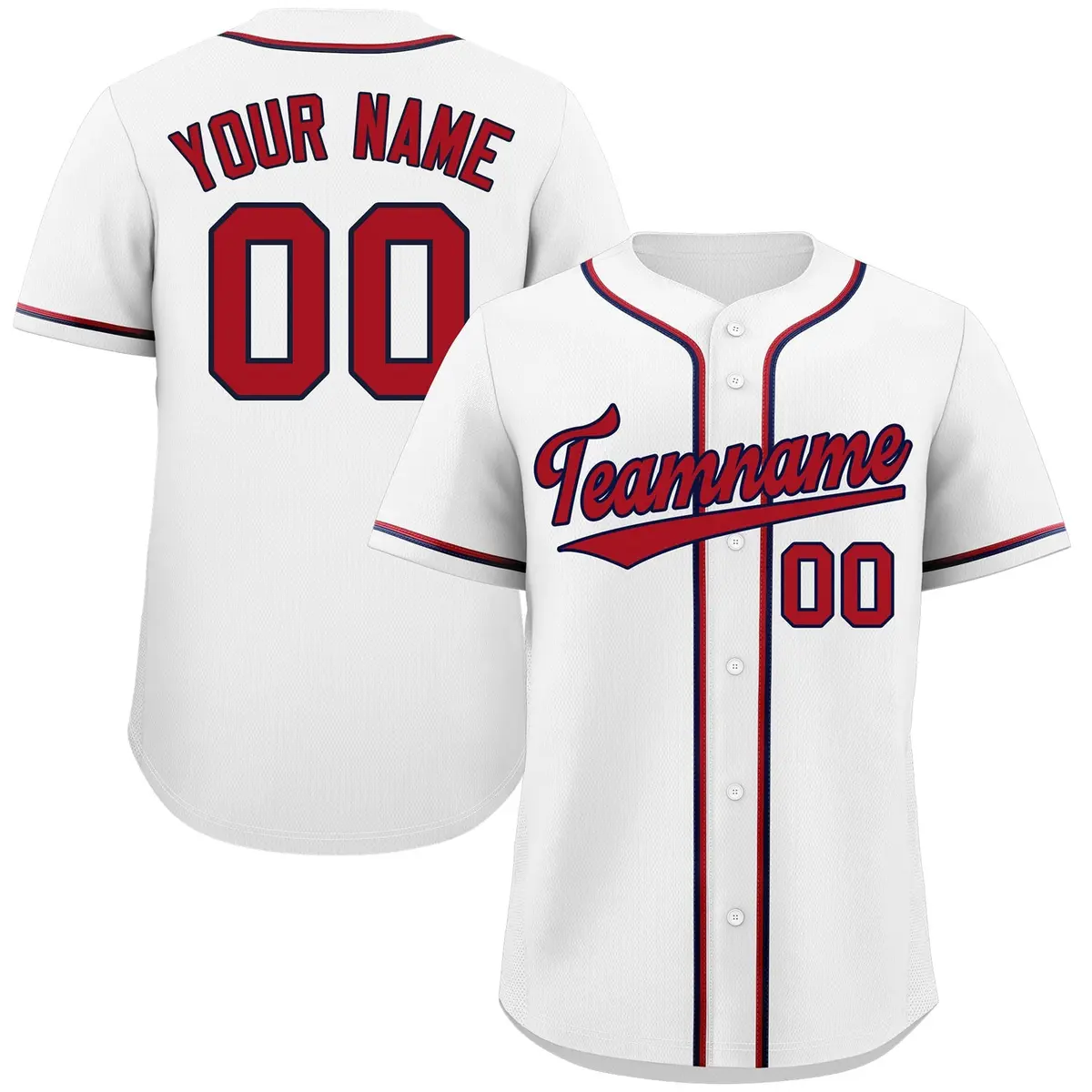 Classic Style White Red-Navy Baseball Jersey