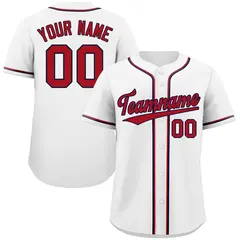Classic Style White Red-Navy Baseball Jersey 1