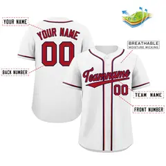 Classic Style White Red-Navy Baseball Jersey 2