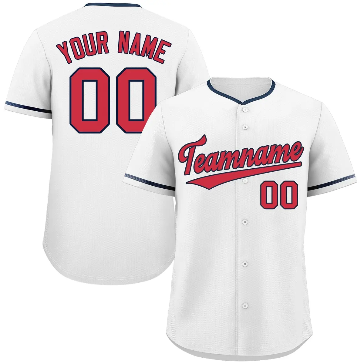 Classic Style White Red-Navy Baseball Jersey