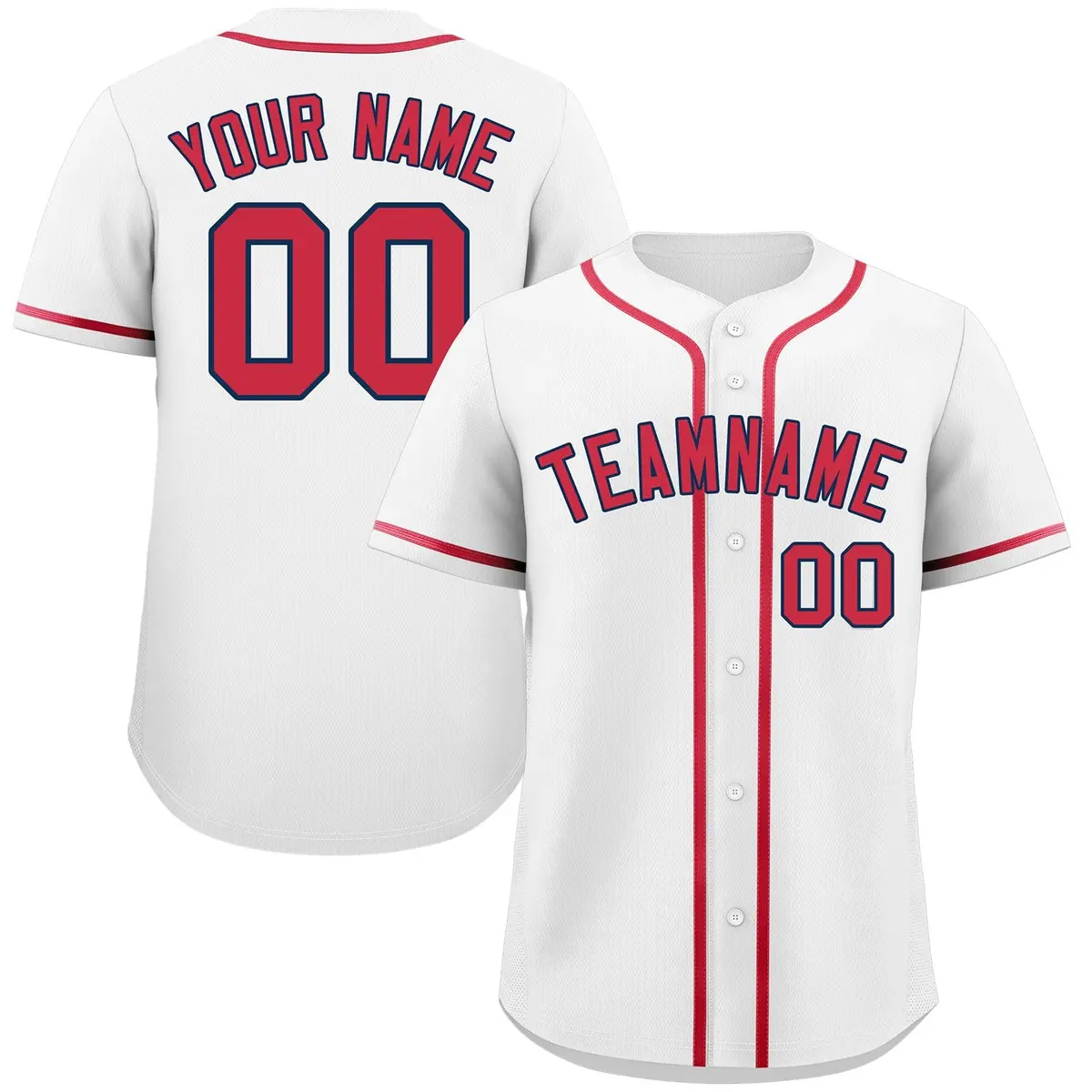 Classic Style White Red-Navy Baseball Jersey