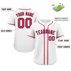 Classic Style White Red-Navy Baseball Jersey 2