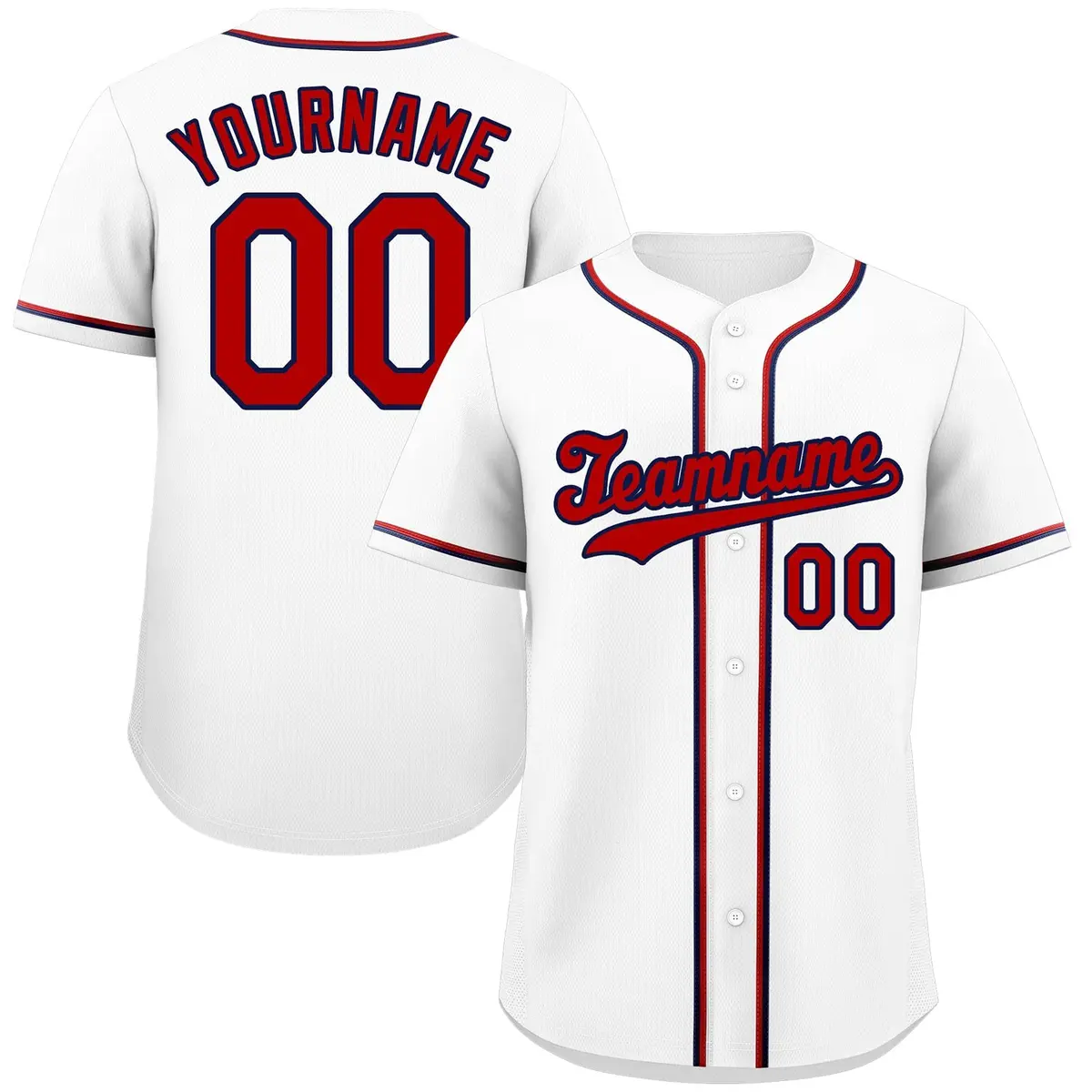 Classic Style White Red-Navy Baseball Jersey