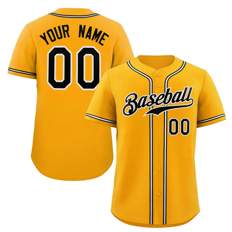 Classic Style Yellow Black-White Baseball Jersey