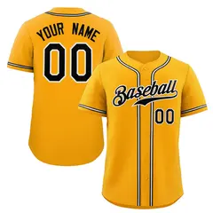 Classic Style Yellow Black-White Baseball Jersey 1