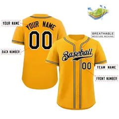 Classic Style Yellow Black-White Baseball Jersey 2