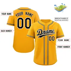 Classic Style Yellow Black-White Baseball Jersey 2