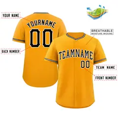 Classic Style Yellow Black-White Baseball Jersey 2