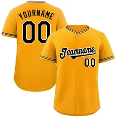 Classic Style Yellow Black-White Baseball Jersey 1