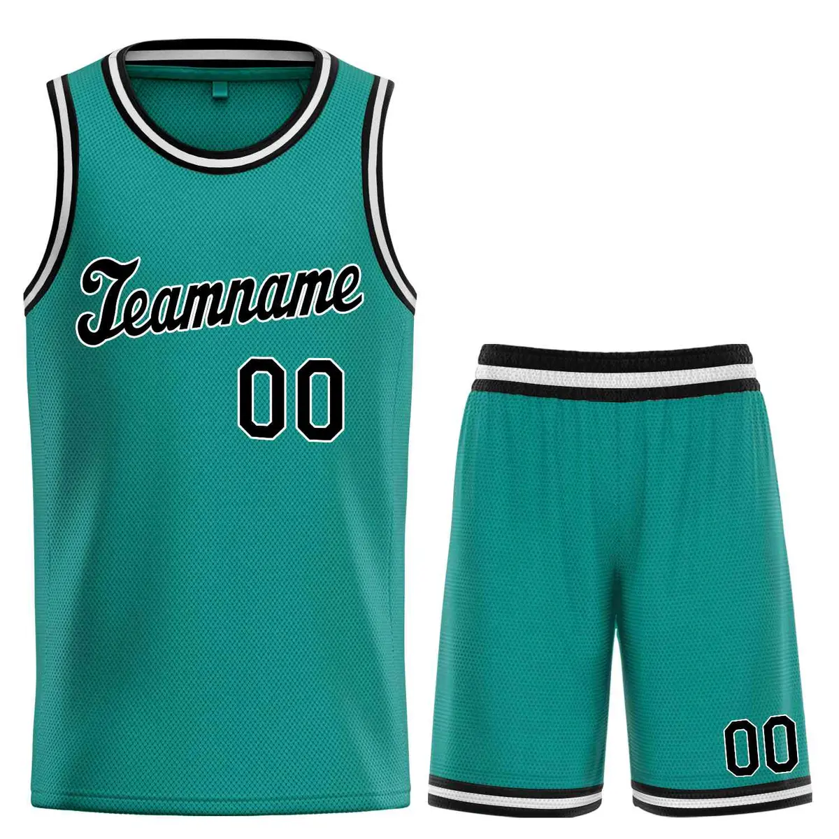Classic Teal Black-White Basketball Team Uniform Jersey
