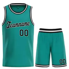 Classic Teal Black-White Basketball Team Uniform Jersey