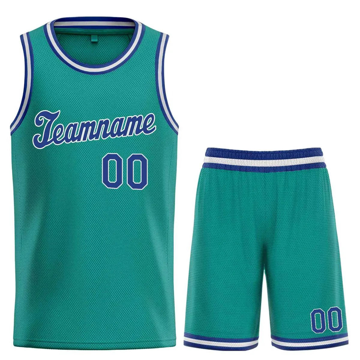 Classic Teal Royal-White Basketball Team Uniform Jersey