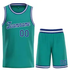 Classic Teal Royal-White Basketball Team Uniform Jersey