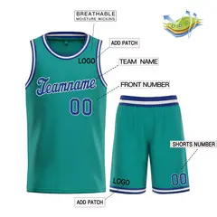 Classic Teal Royal-White Basketball Team Uniform Jersey 3