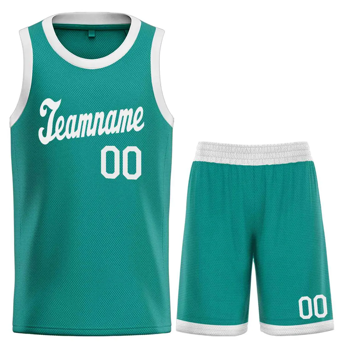 Classic Teal White Basketball Team Uniform Jersey