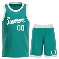 Classic Teal White Basketball Team Uniform Jersey